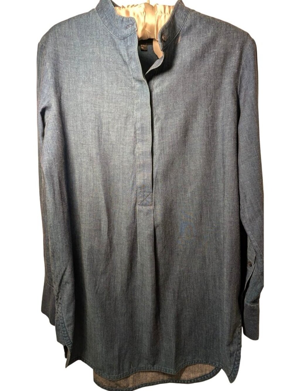COS Mandarin Collar Chambray Tunic Popover Shift Dress, Women Size EU40/US Med